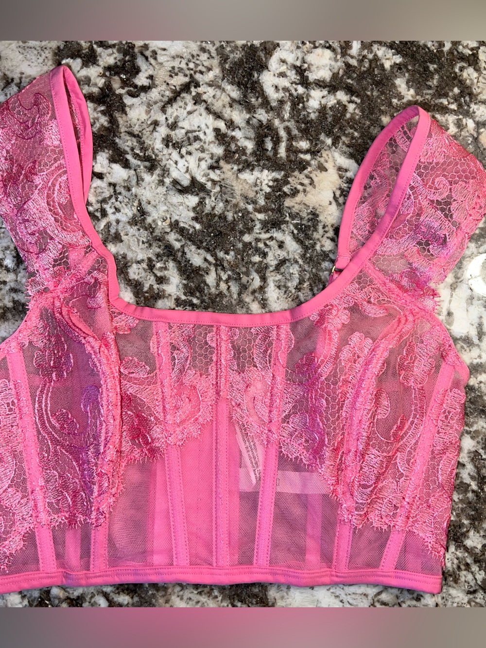 NWT Victoria's Secret Pink Lace Corset Bustier Crop Top Size Small